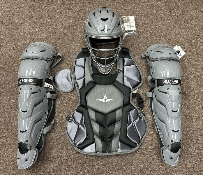 All Star System 7 Axis Intermediate 13-16 Catchers Gear Set Charcoal Gray Black