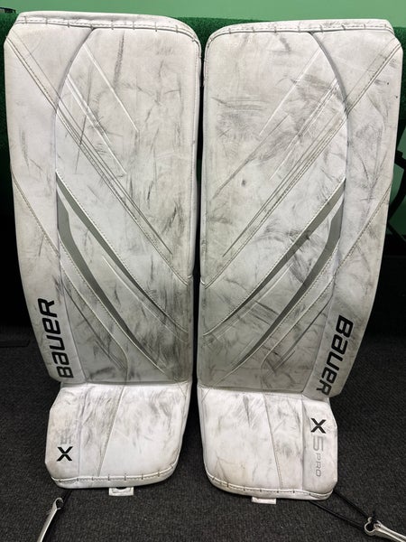 White Bauer Vapor X5 Pro Goalie Leg Pads (Used) | Intermediate Large (32+)
