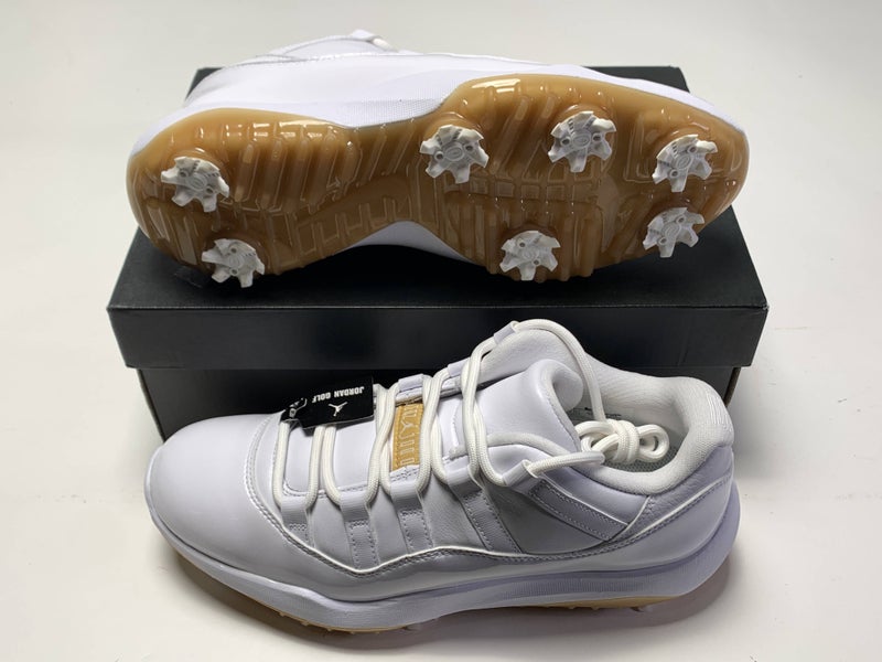 Jordan XI 11 G Golf Shoes White Metallic Gold Men's SZ 9 (AQ0963-102)