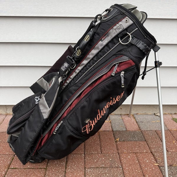 Budweiser Datrek Stand Carry Golf Bag 13 Way Dividers Black Red Izzo Straps