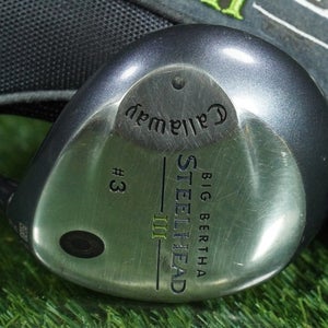 CALLAWAY BIG BERTHA STEELHEAD III #3 WOOD FAIRWAY SYSTEM III REGULAR RH + COVER