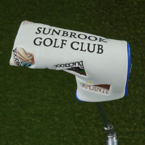 PRG GOLF SUNBROOK GOLF CLUB BLADE PUTTER HEADCOVER WHITE / BLACK / BLUE ~ LOOK!!