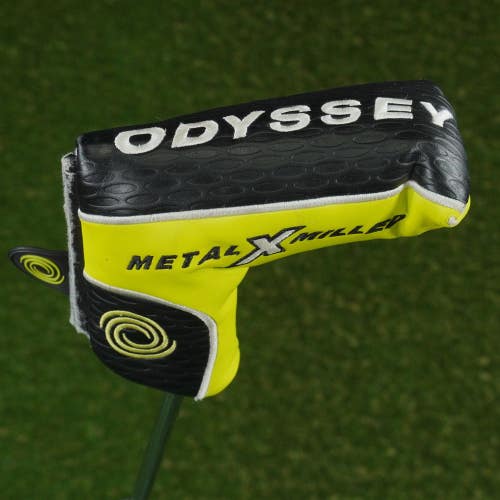 ODYSSEY METAL X MILLED BLADE PUTTER HEADCOVER MAGNETIC LIME / BLACK / WHITE