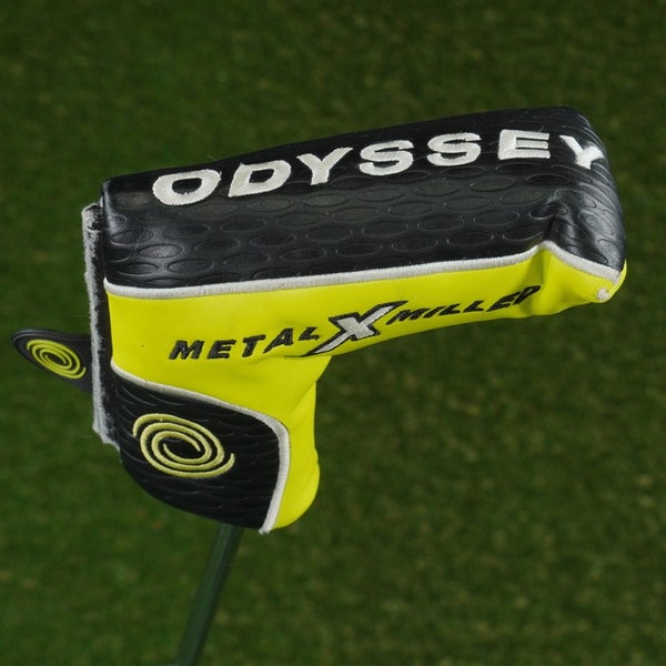 ODYSSEY METAL X MILLED BLADE PUTTER HEADCOVER MAGNETIC LIME / BLACK / WHITE