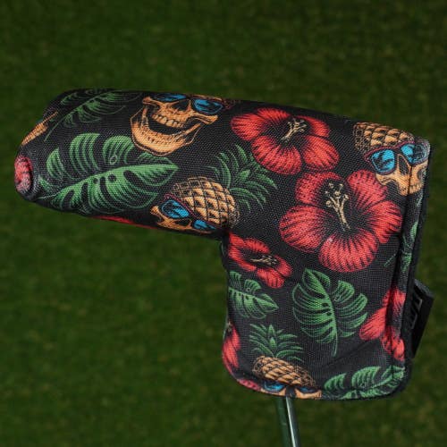 VIXYN BLADE PUTTER HEADCOVER PINEAPPLE SKULL HAWAIIAN BLACK / GREEN / RED