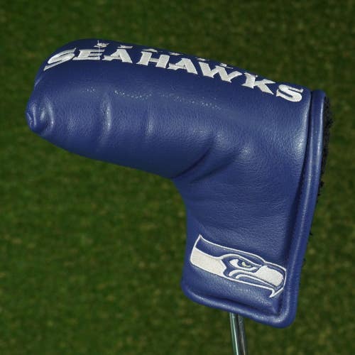 TEAM GOLF SEATTLE SEAHAWKS BLADE PUTTER HEADCOVER MAGNETIC NFL BLUE / WHITE
