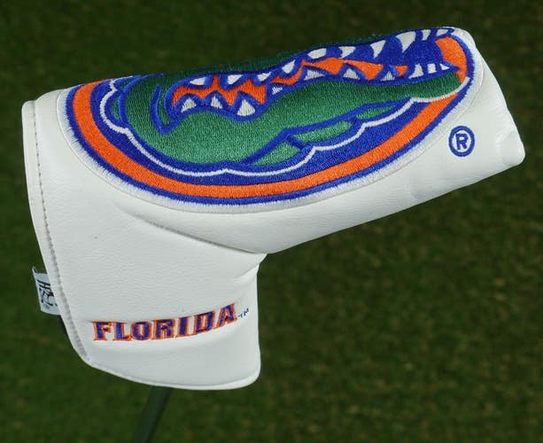 PRG GOLF FLORIDA GATORS BLADE PUTTER HEADCOVER UNIVERSITY OF FLORIDA WHITE
