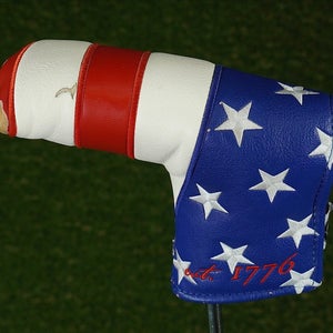PINS & ACES USA TRIBUTE BLADE PUTTER HEADCOVER STARS & STRIPES RED / WHITE /BLUE