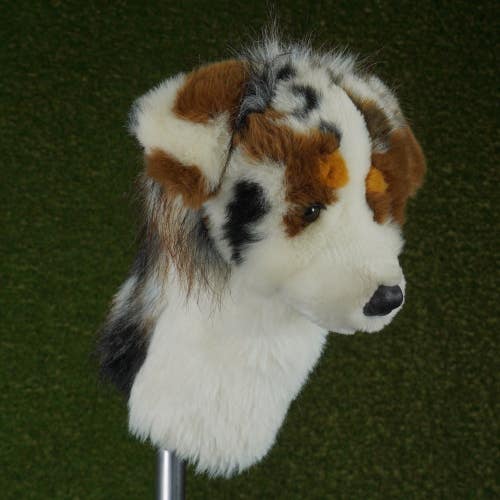 DAPHNE AUSTRALIAN SHEPHERD DRIVER HEADCOVER SHEPARD DOG WHITE / BLACK / BROWN