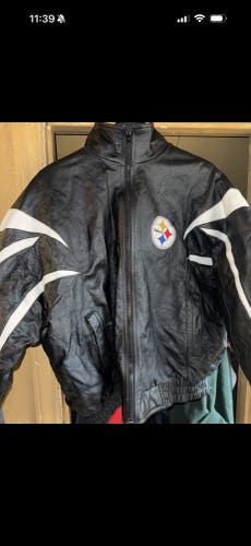 NFL Football Pro Player Pittsburgh Steelers Leather Jacket Coat Vintage Used
