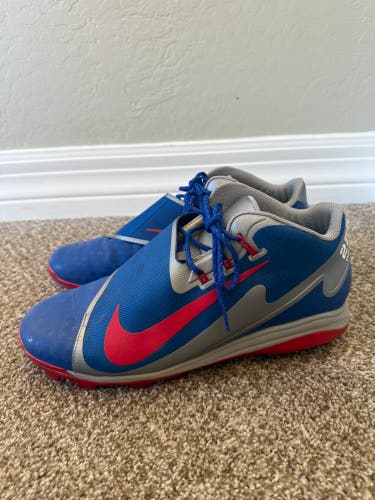 Custom Jayson Heyward game used Chicago cubs baseball cleats molded blue red white size 14 mid top
