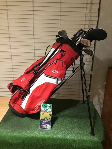 USKG Juniors TS V5 Full Set (D, 3W, 4H, 5-PW-SW) Graphite TS57 & Stand Bag