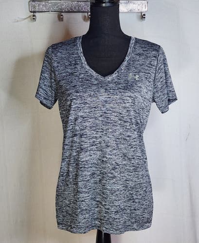 Under Armour HeatGear Tech Black Silver Heather Loose Fit Shirt (New)