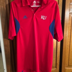 Red Medium KU Jayhawks Men's Adidas Shirt (Used)