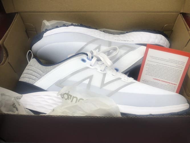 NEW BALANCE Fresh Foam Contend V2 Spikeless Men's 11.5 Golf Shoes White/Blue NEW