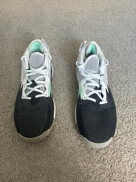 Men's Size M 12.5 (W 13.5) Adidas Dame 8 Shoes (Used) Black/White/Mint