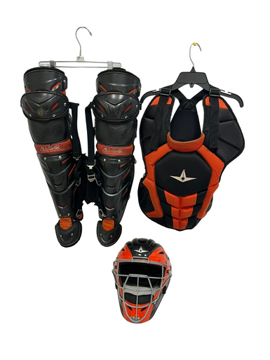 Used All Star MVP Catchers Helmet w/Mask Black And Orange One Size 11692-S000142655