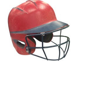 Used BoomBah HELMET Batting Helmet w/Mask Red And Navy Blue One Size 11862-S000091703