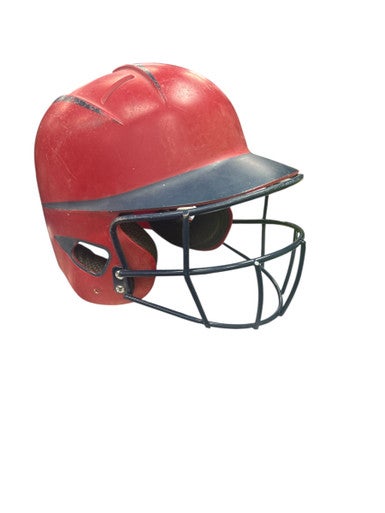 Used BoomBah HELMET Batting Helmet w/Mask Red And Navy Blue One Size 11862-S000091703