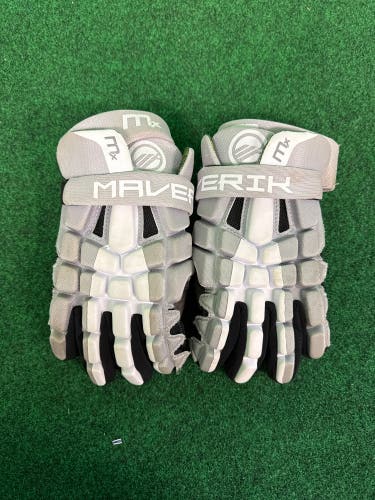Gray Maverik MX Lacrosse Gloves 12" (Used) | Medium