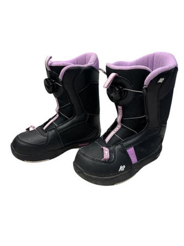Used K2 Lil Kat Girls Sz J01 Boa Snowboard Boots - Black And Purple  11835-S000201221