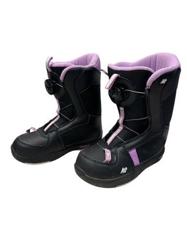 Used K2 Lil Kat Girls Sz J01 Boa Snowboard Boots - Black And Purple  11835-S000201221