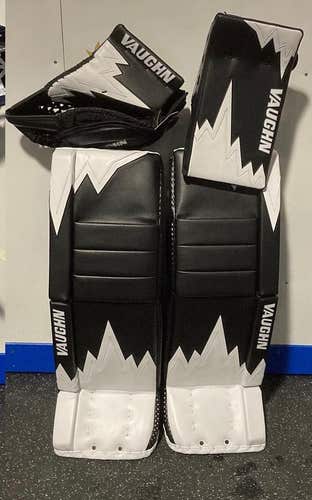 Vaughn Velocity V9 Pro Stock Senior Goalie Leg Pads – 33” +1.5 (Used) (READ DESCRIPTION)