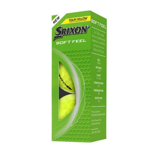 Srixon Soft Feel Golf Balls (Tour Yellow, 3pk) 1 Sleeve 2025 NEW