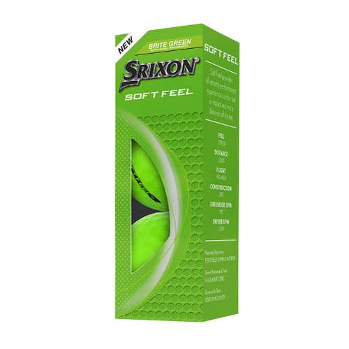 Srixon Soft Feel Golf Balls (Brite Green, 3pk) 1 Sleeve 2025  NEW
