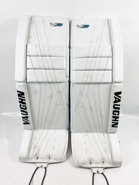 Vaughn Velocity V9 Pro Carbon Goalie Leg Pads – 34" Senior +2 | Game-Ready White (READ DESCRIPTION)