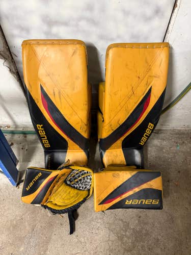 Bauer Hyperlite 2 Senior Goalie Full Set – 33" | Regular Hand | Yellow | Used (READ DESCRIPTION)