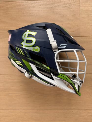 Cascade Youth S Helmet, Navy w/ White Jawbone, Sweetlax Upstate Decals (can be removed)