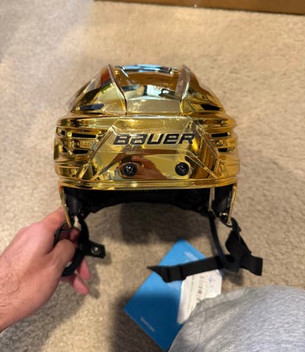 Rare Bauer Gold Vegas Golden Knights Pro Stock Hockey Helmet Reakt-150 Medium