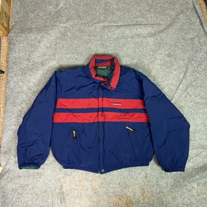Vtg Nautica Mens Jacket Large Navy Green Puffer Competition Reversible Down Y2K
