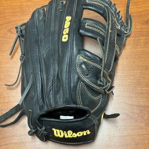 Black Wilson A950 RH Outfield Baseball Glove 13" (Used)