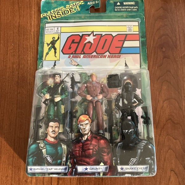 2004 G.I. Joe 3 Pack Figure Zap Grunt Snake Eyes Comic Book #4 Action Figures