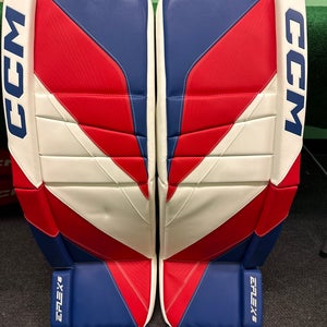 Red White & Blue Senior CCM EFlex 6 Goalie Leg Pads (Used) 34" +1"