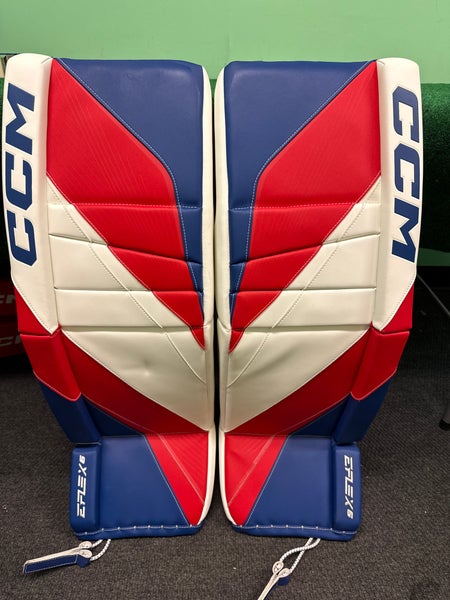 Red White & Blue Senior CCM EFlex 6 Goalie Leg Pads (Used) 34" +1"