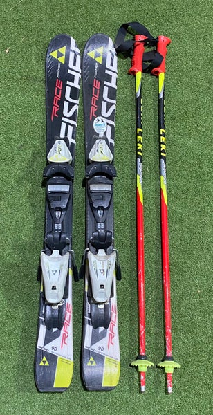 Fischer RC4 Race JR 90 cm Skis With Bindings (Used)