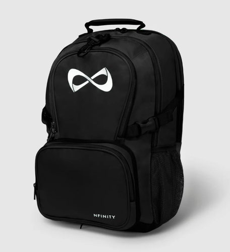 Nfinity Classic Cheer Backpack Black w/ Detachable Purse & Laptop Sleeve