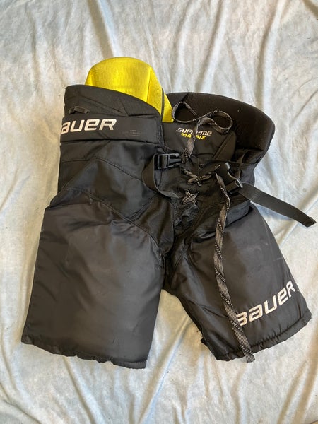 Black Junior Medium Bauer Supreme Matrix Hockey Pants (Used)