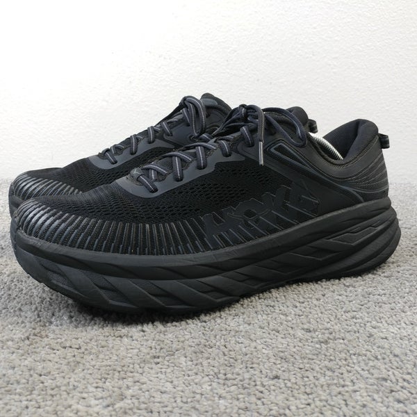 Hoka One One Bondi 7 Mens Size 12.5 Running Shoes Triple Black Sneakers Low Top