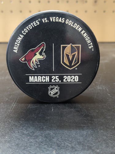 Vegas Golden Knights Warm-up Puck Arizona Coyotes CANCELLED GAME