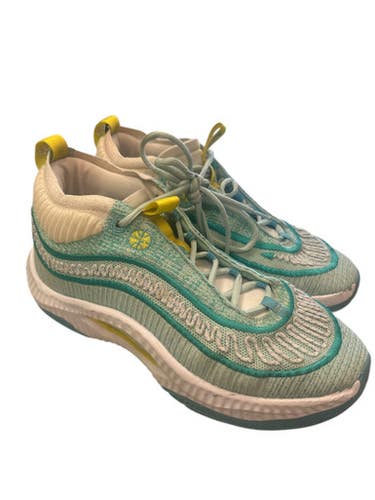 Used Nike WHT/TEAL/YEL Basketball Shoes M White And Yellow Senior 8.5 11862-S000091822