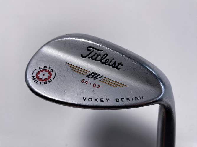 Titleist Vokey Spin Milled Chrome 2009 Lob Wedge LW 64* 7 Wedge Steel Mens RH