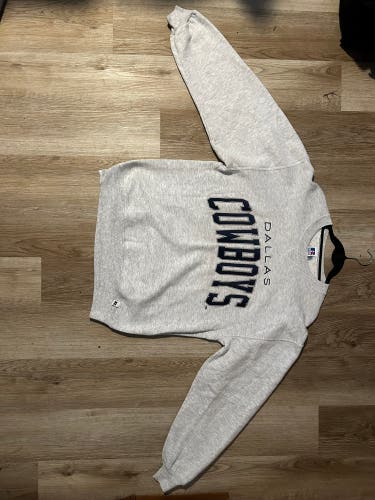 Vintage 90s Russell Athletic Dallas Cowboys Gray Pullover Sweater Sz L Made in USA