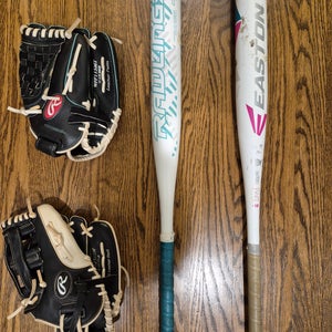 Softball Package Set:  Bats,Gloves & Bag - Youth/Girls