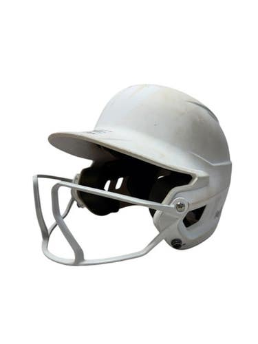 Used Rawlings MACHCC-JR-REVA Batting Helmet w/Mask White S/M 11835-S000201049
