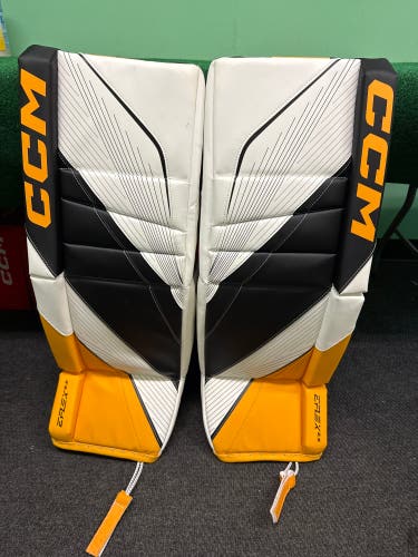 Black & Yellow Intermediate CCM EFlex 6.5 Goalie Leg Pads (New) | 32"+1"