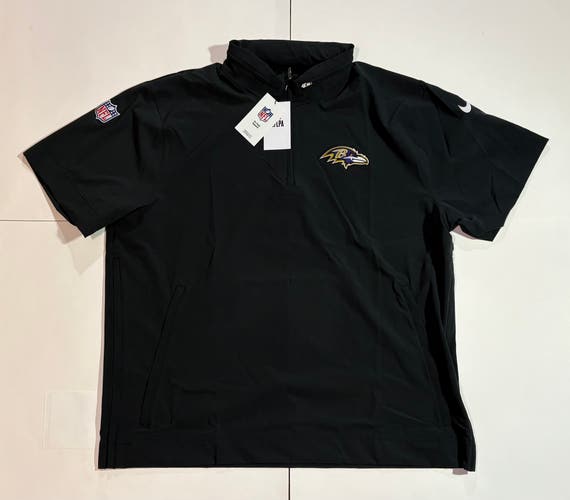 XXL Nike Dri-FIT NFL BALTIMORE RAVENS 1/2-Zip Short-Sleeve Hooded Top Windbreaker Jacket DZ7168-010